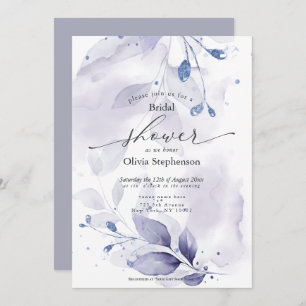 Watercolor Bridal Shower Rustic Violet Foliage Invitation