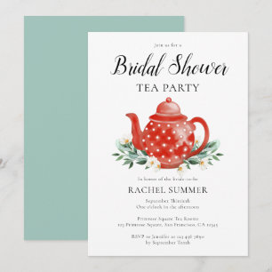 Watercolor Bridal Shower Tea Party  Invitation
