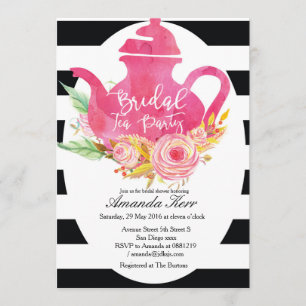 Watercolor Bridal Shower Tea Party Invitation