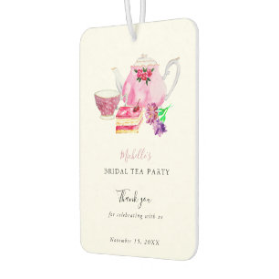 Watercolor Bridal Shower Tea Party Thank you Pink  Car Air Freshener
