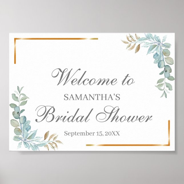 Watercolor Bridal Shower Welcome Poster Sign (Front)