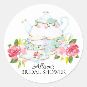 Watercolor Bridal ShowerTea Party Sticker