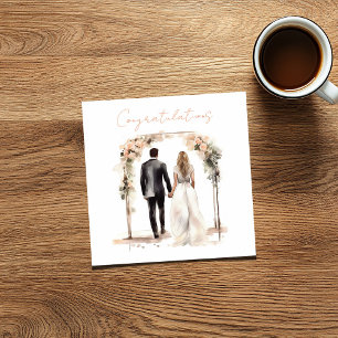 Watercolor Bride and Groom Congratulations Card