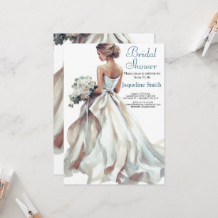 Watercolor Bride Bridal Shower Invitation