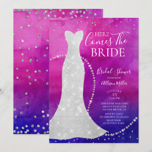 Watercolor Bride Bridal Shower Invitation
