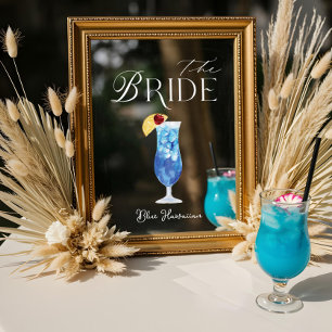 Watercolor Bride Cocktail Wedding Bar Sign Cling