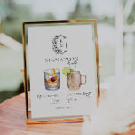 Watercolor | Bride & Groom Signature Drink Poster<br><div class="desc">Personalise this sign with the names of the bride and groom and their favourite drink choice. Different cocktail illustrations can be made by request. Add your custom wording to this design by using the "Edit this design template" boxes on the right-hand side of the item or click the blue "Customise...</div>