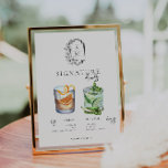Watercolor | Bride & Groom Signature Drink Poster<br><div class="desc">Personalise this sign with the names of the bride and groom and their favourite drink choice. Different cocktail illustrations can be made by request. Add your custom wording to this design by using the "Edit this design template" boxes on the right-hand side of the item or click the blue "Customise...</div>