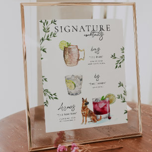 Watercolor Bride & Groom Signature Drink Poster