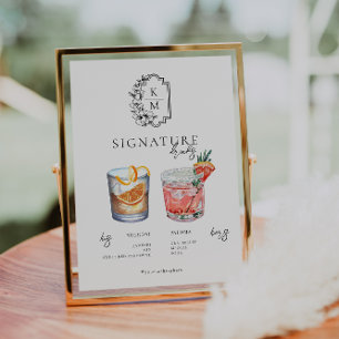 Watercolor Bride & Groom Signature Drink Poster