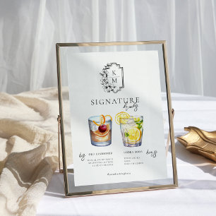 Watercolor   Bride & Groom Signature Drink Poster