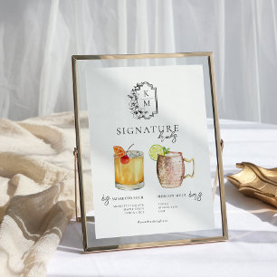Watercolor Bride & Groom Signature Drink Poster