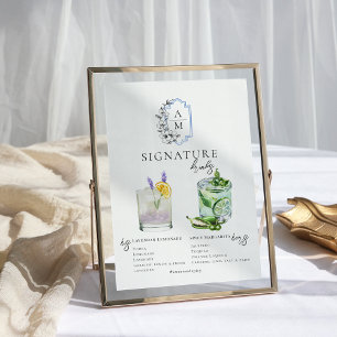 Watercolor Bride & Groom Signature Drink Poster
