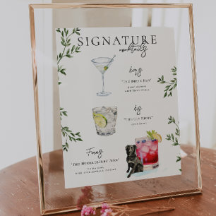 Watercolor Bride & Groom Signature Drink Poster