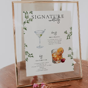 Watercolor Bride & Groom Signature Drink Poster