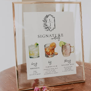 Watercolor Bride & Groom Signature Drink Poster