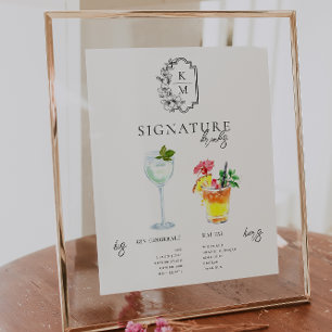 Watercolor Bride & Groom Signature Drink Poster