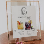 Watercolor | Bride & Groom Signature Drink Poster<br><div class="desc">Personalise this sign with the names of the bride and groom and their favourite drink choice. Different cocktail illustrations can be made by request. Add your custom wording to this design by using the "Edit this design template" boxes on the right-hand side of the item or click the blue "Customise...</div>