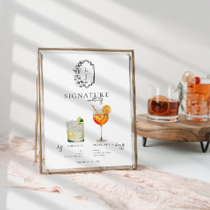 Watercolor Bride & Groom Signature Drink Poster
