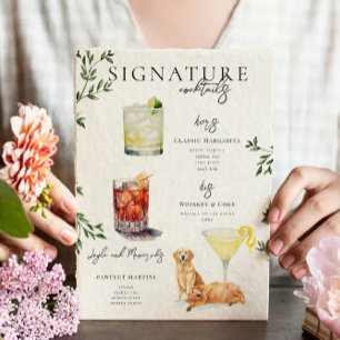 Watercolor Bride & Groom Signature Drink Poster