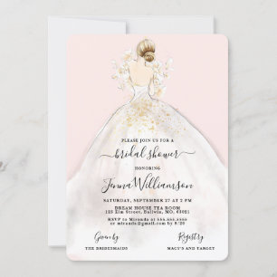 Watercolor Bride in Gown Bridal Shower Invitation