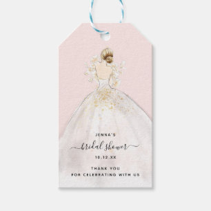 Watercolor Bride in Gown Bridal Shower Invitation  Gift Tags