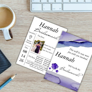 Watercolor Bridesmaid Invitation Periwinkle Violet