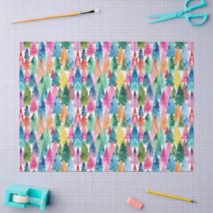 Watercolor Bright Colourful Rainbow Christmas Tree Tissue Paper