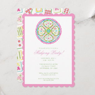 Watercolor Bright Mahjong Medallion Party Invitation