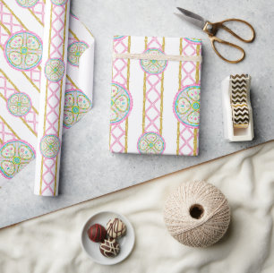 Watercolor Bright Mahjong Medallion Wrapping Paper