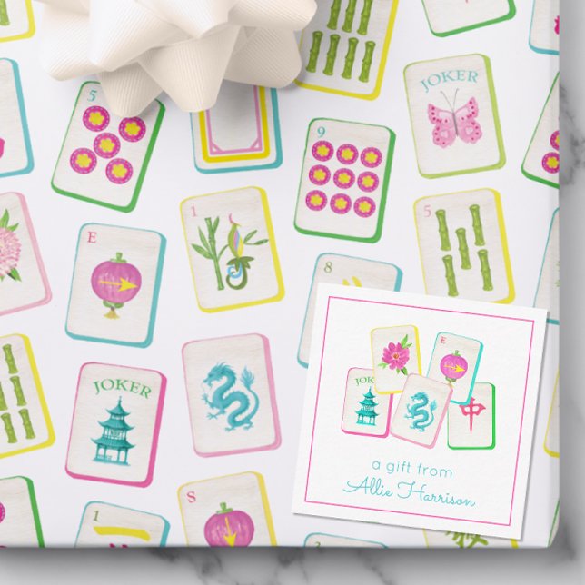 Watercolor Bright Mahjong Tiles Enclosure Card (Creator Uploaded)