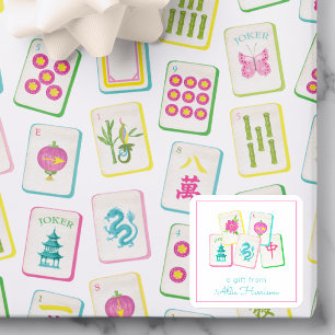 Watercolor Bright Mahjong Tiles Enclosure Square Sticker