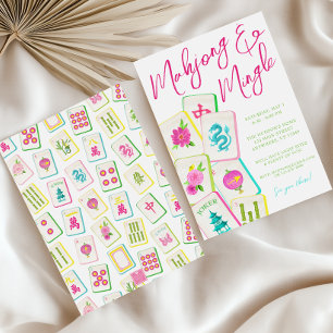 Watercolor Bright Mahjong Tiles Party Invitation