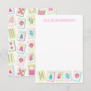 Watercolor Bright Mahjong Tiles Personalised Card