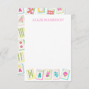 Watercolor Bright Mahjong Tiles Personalized Card
