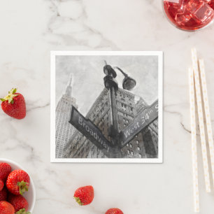 Watercolor Broadway corner sign Napkin