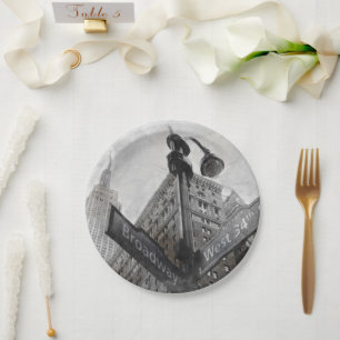 Watercolor Broadway corner sign Paper Plate