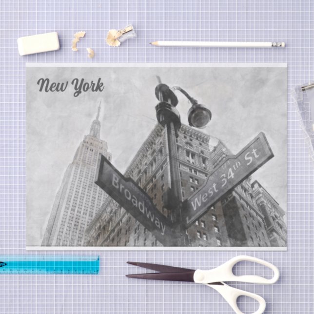 Watercolor Broadway Corner Sign Tissue Paper – NYC (Craft)