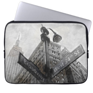 Watercolor Broadway corner sign Wrapping Laptop Sleeve