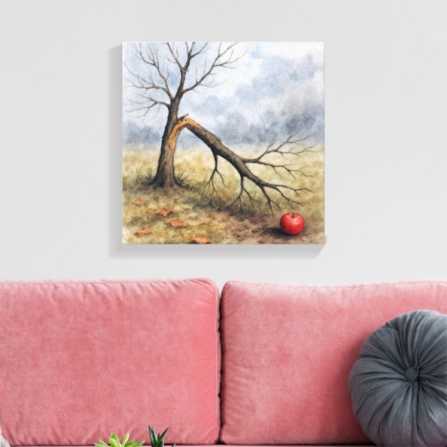 Watercolor Broken Apple Tree  Canvas Print (Insitu(LivingRoom))