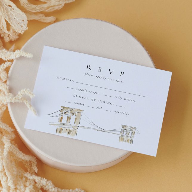 Watercolor Brooklyn Bridge New York Wedding RSVP (Creator Uploaded)