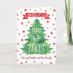 Watercolor Brother & Family Merry Christmas Card