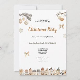 WATERCOLOR BROWN AND GREY CHRISTMAS PARTY INVITATION