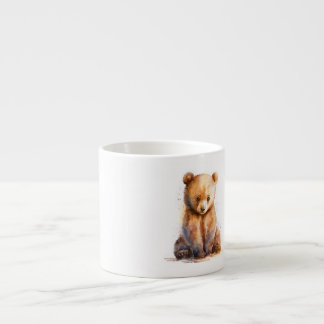 Watercolor Brown Baby Bear, Sitting Cute Bear Cub Espresso Cup