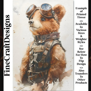 Watercolor Brown Bear Cub Explorer CE1 Decoupage Tissue Paper