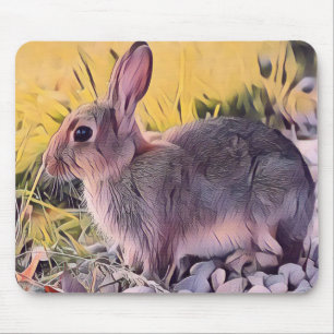 Watercolor Brown Bunny Rabbit Vintage Art Mouse Mat