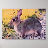 Watercolor Brown Bunny Rabbit Vintage Art