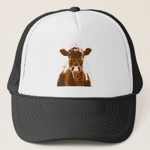 Watercolor Brown Cow Farm Animal Nature Art  Trucker Hat