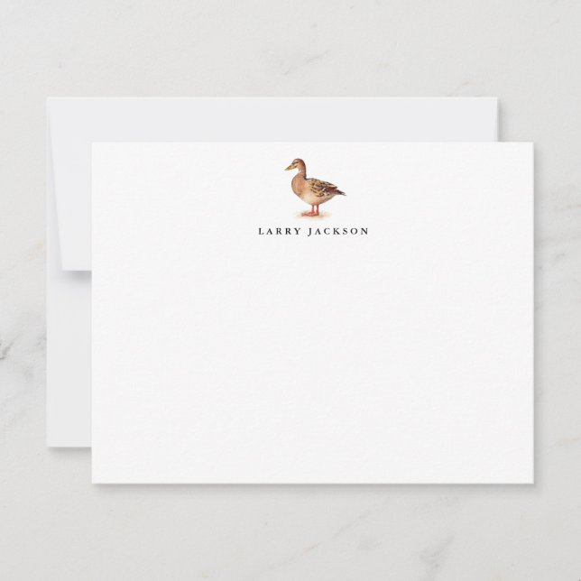 Watercolor Brown Female Mallard Personalised Flat Card (Front)