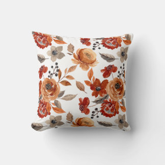 Watercolor Brown Floral Pattern Cushion